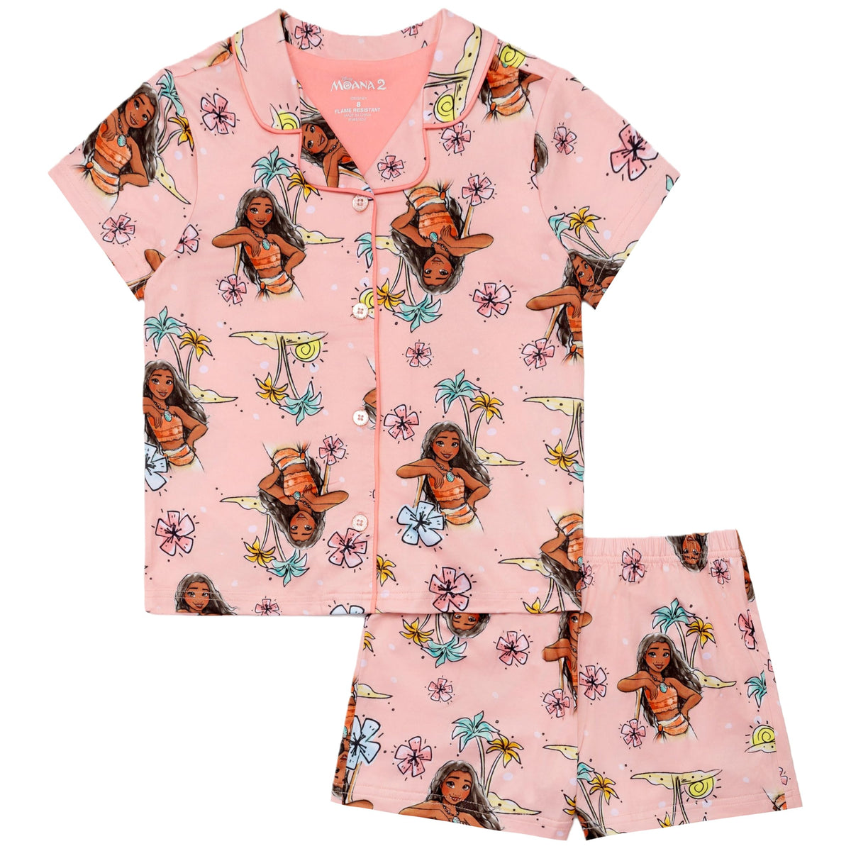 Disney Minnie Mouse Girls' 2-Piece Loose-fit Button Down Matching Pajama Set, Soft & Cute for Kids