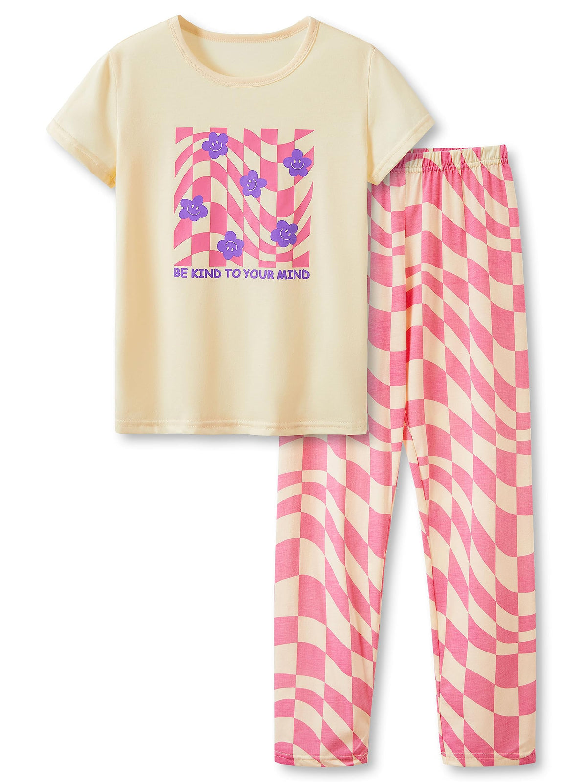 Beezizac Girls Cotton Blend Pajamas Cute Print Short Sleeve Set 4T-18