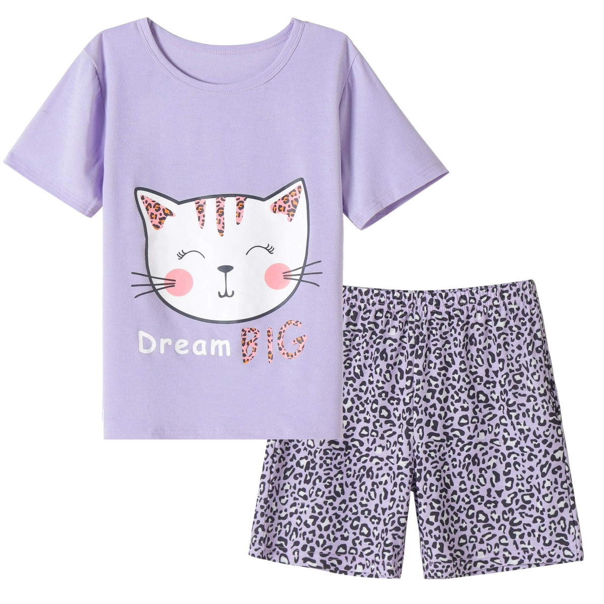 Vopmocld Big Girls Summer Pajama Shorts Sets Cute Sleepwear Nighty Cotton