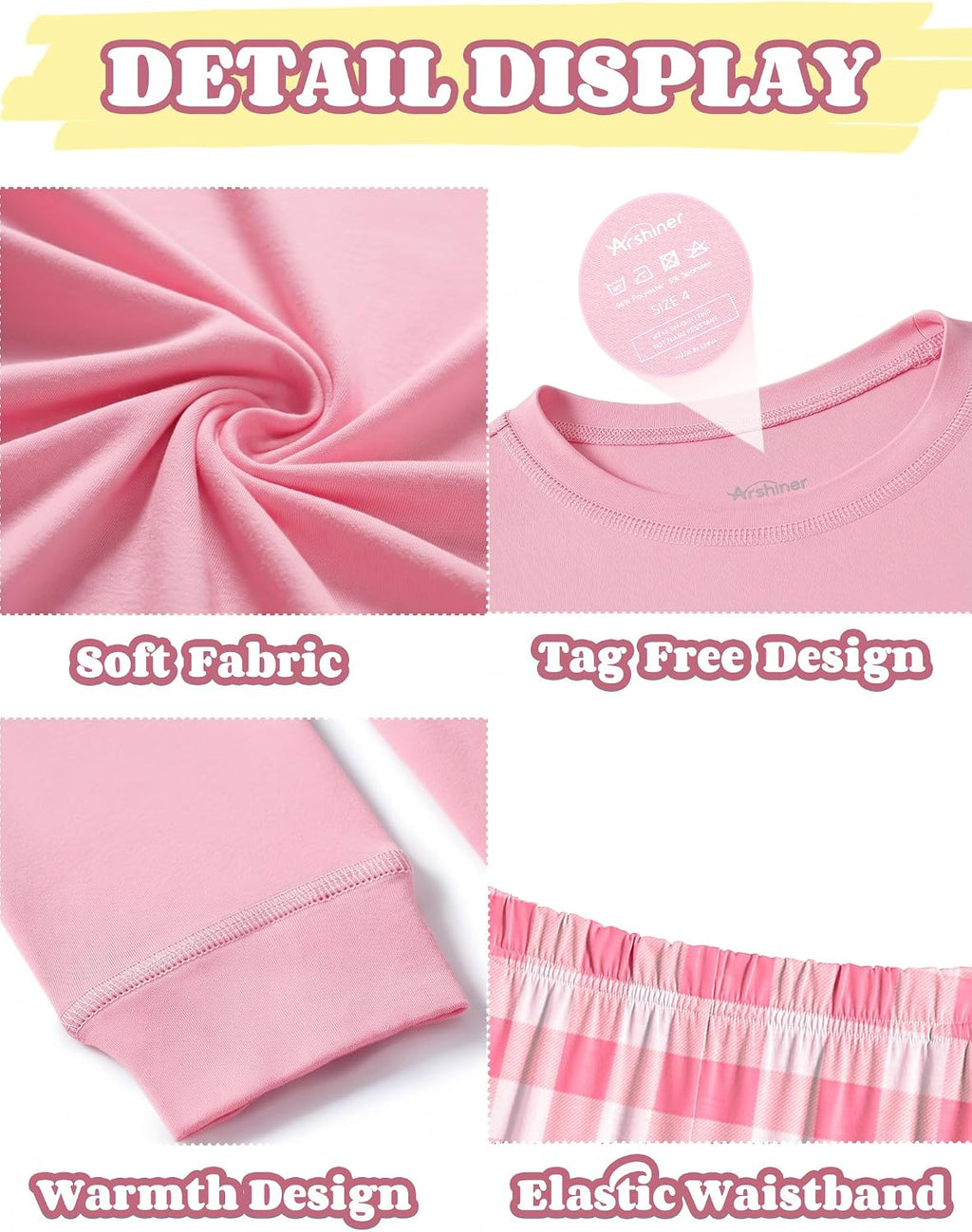 Arshiner Girls Pajamas Set 2 Piece Long Sleeve Sleepwear Cozy Pj Loungewear