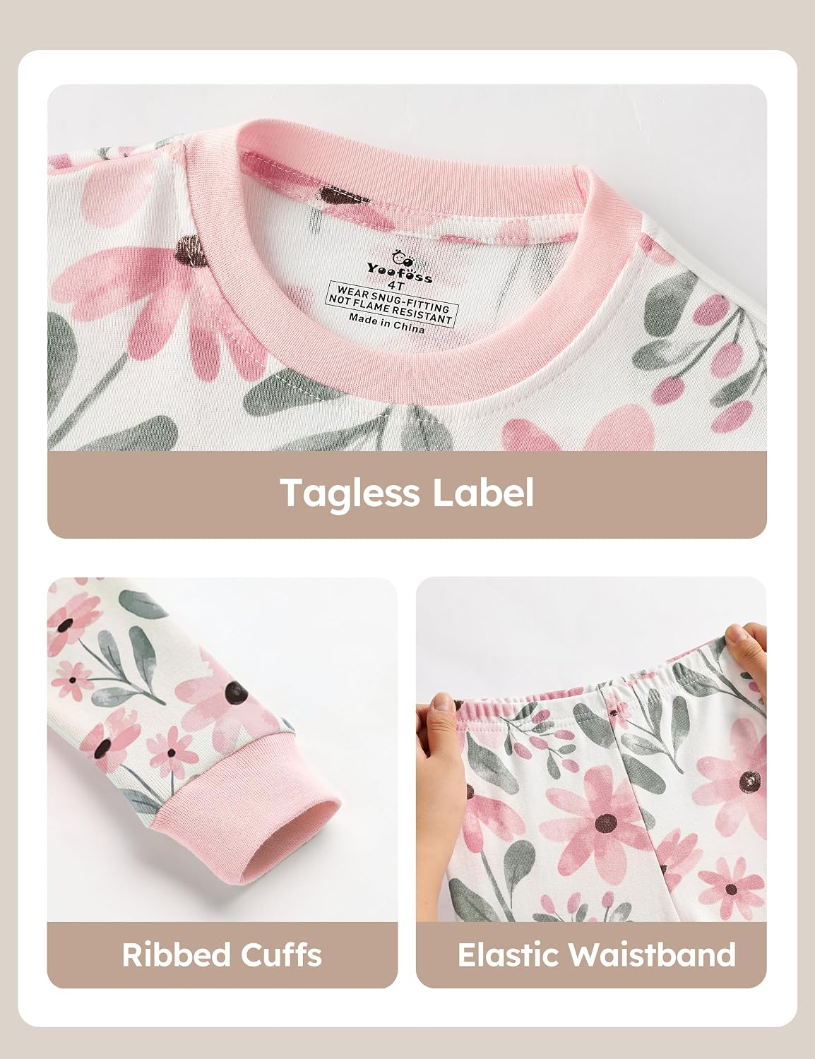 Yoofoss Toddler Pajamas 100% Organic Cotton Pjs Kids Set for Boys Girls