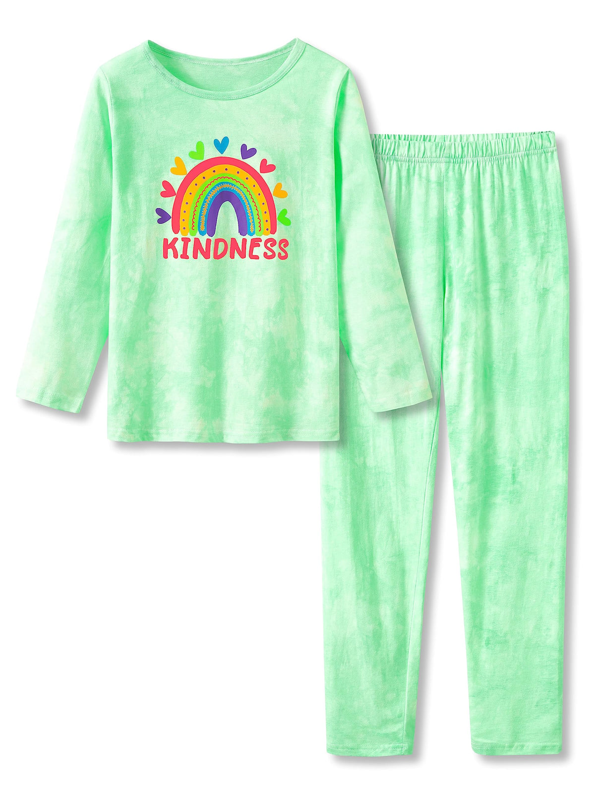 Beezizac Girls' 100% Cotton Pajama Set, Tie-Dye with Various Prints, 4T–18