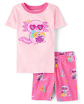 The Children's Place Girls' 100% Cotton Sleeve Top and Shorts 2 Piece Pajama Set