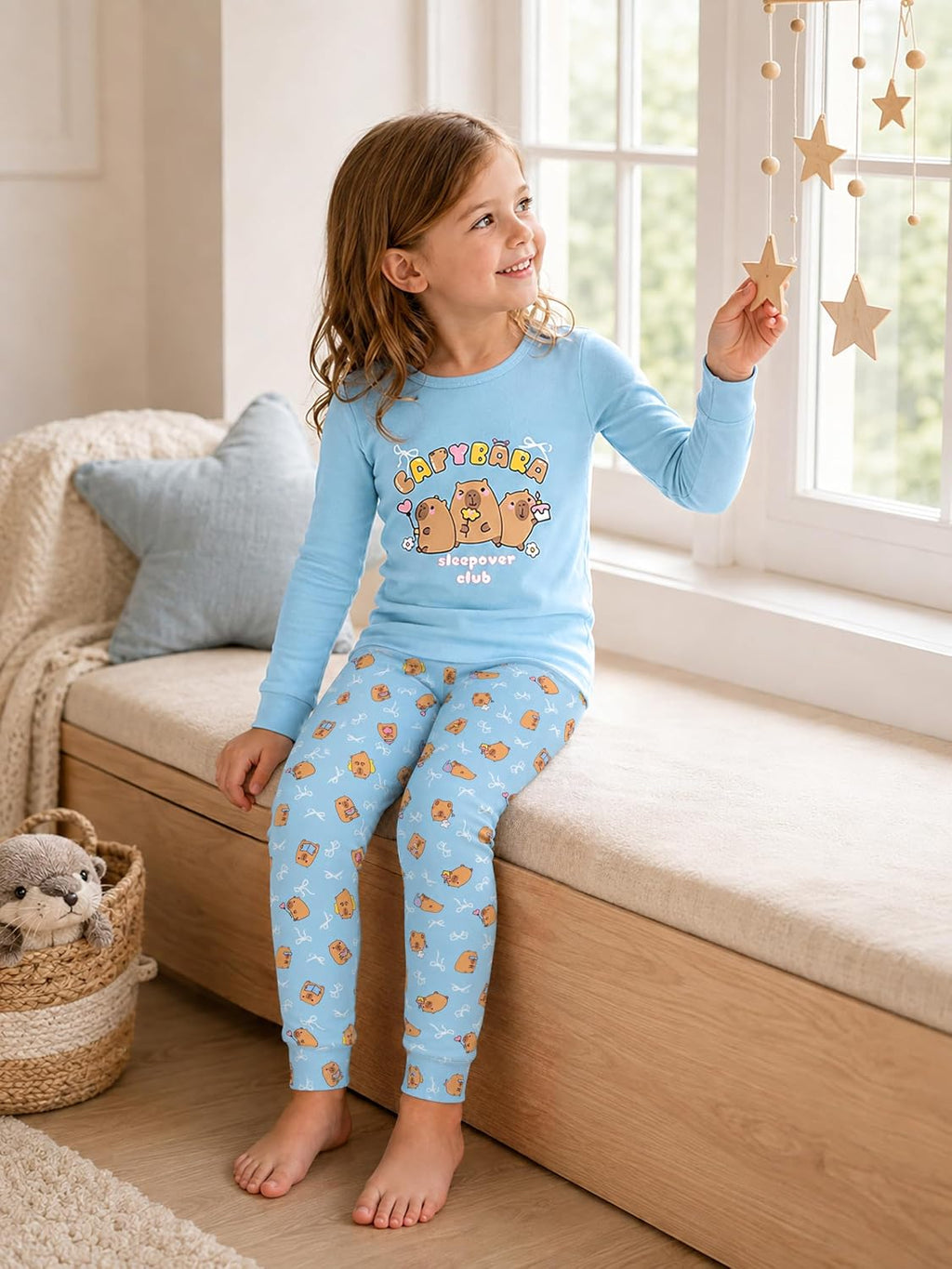 Topgal Girls Snug Fit Pajamas, 2-Piece Long Sleeve Set, Sizes 4T-14