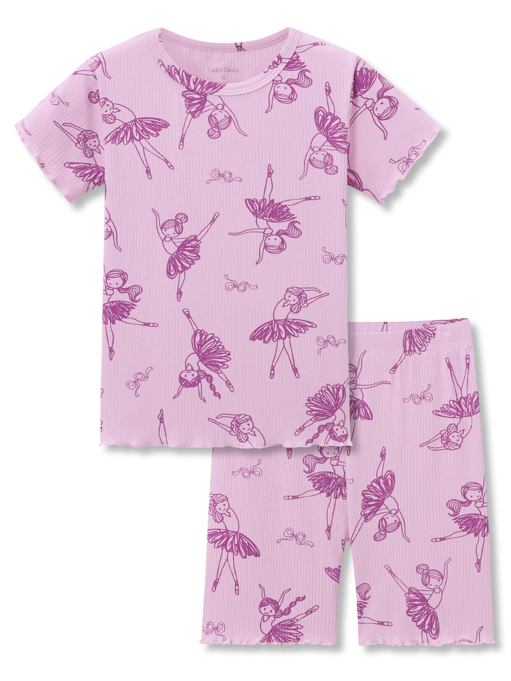 Beezizac Girls Pajamas Lettuce Trim Short Sleeve Set Size 2T-10