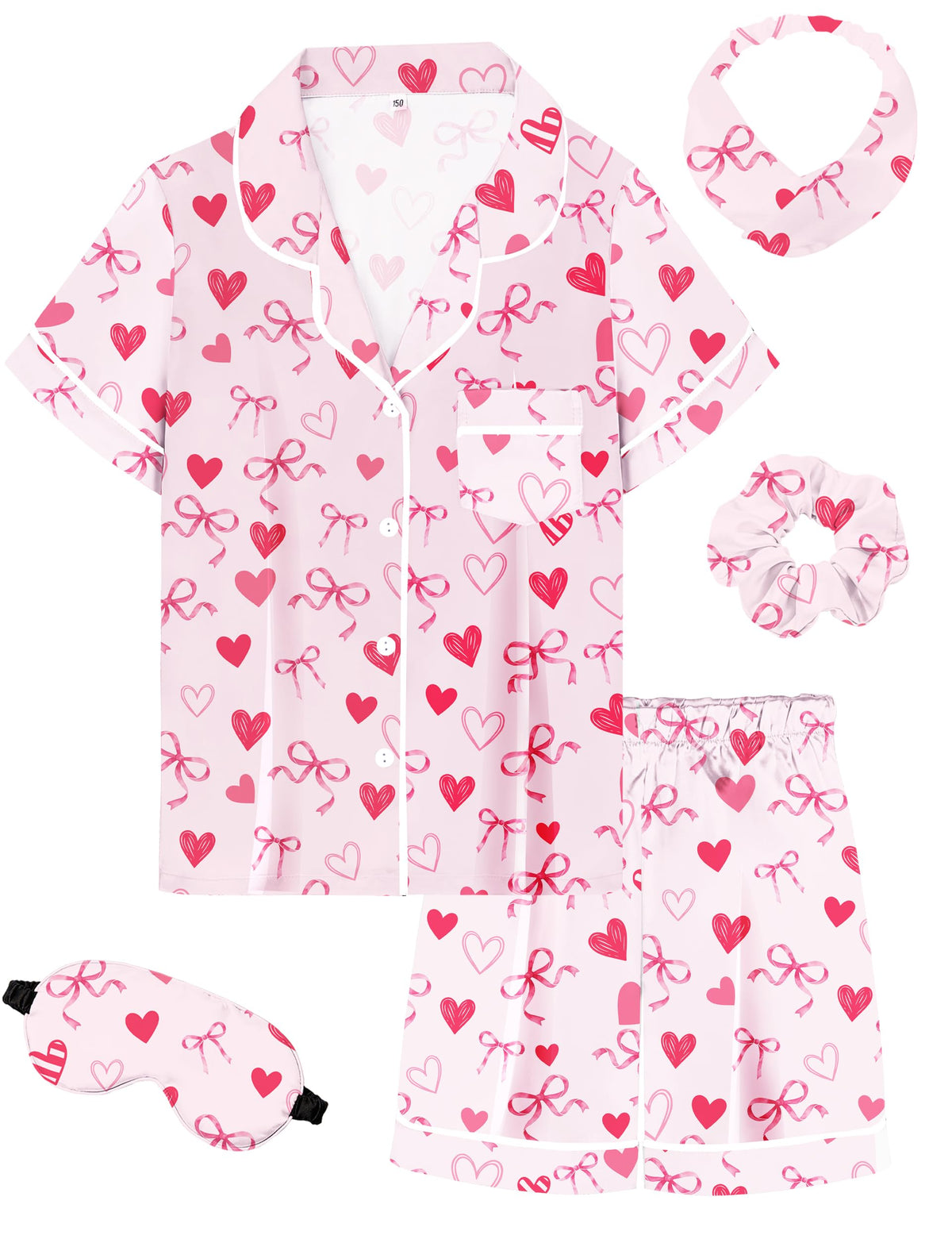 Kids Silk Pajamas Girls Satin Pajama Set Button Down Pjs Set 5-12Y