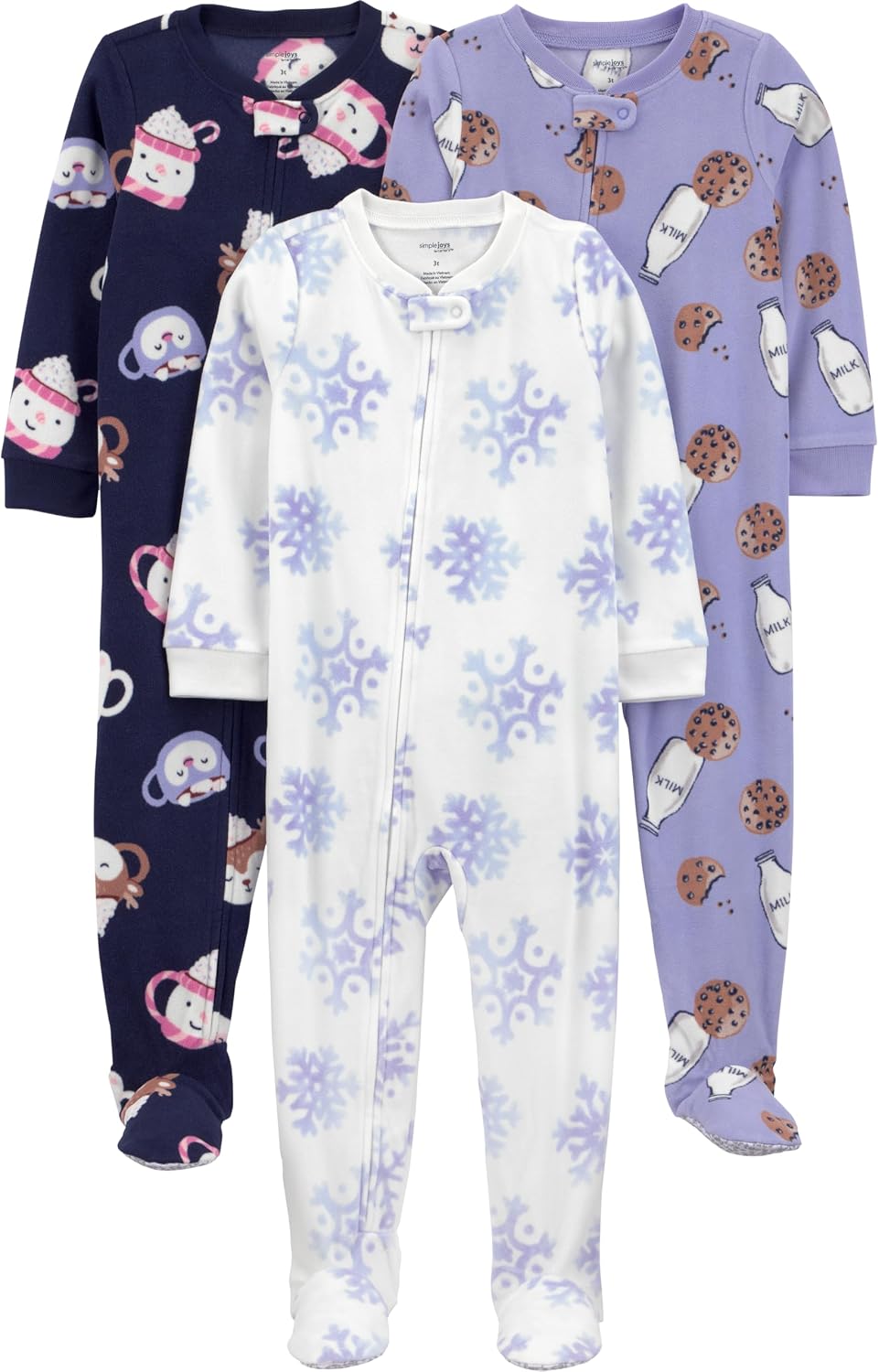 Simple Joys by Carter's Girls Loose-Fit Flame Resistant Fleece Footed Pajamas