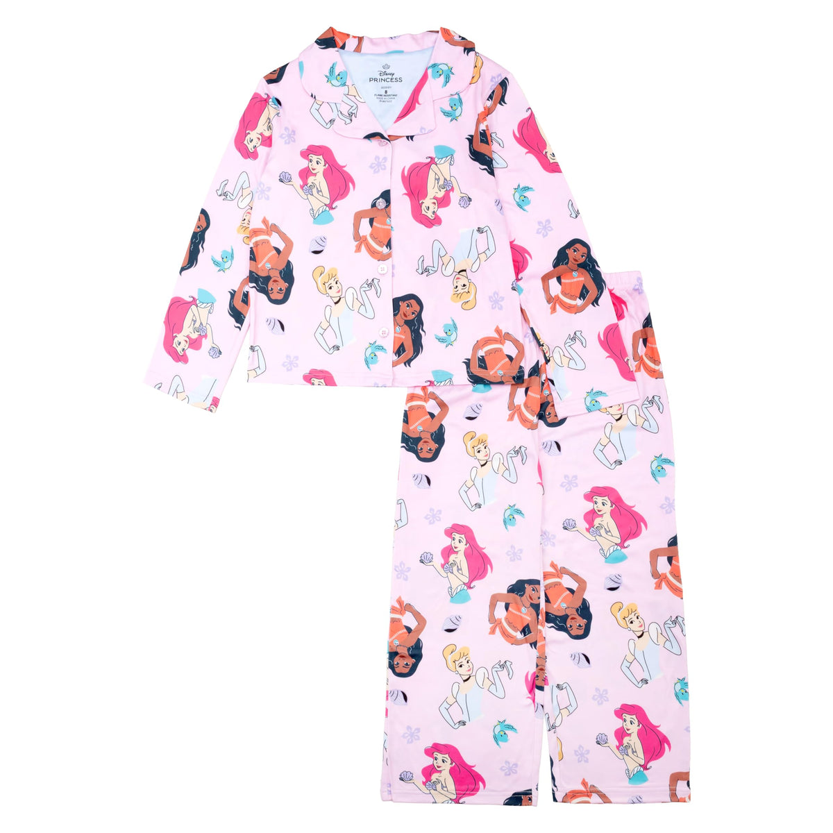 Disney Minnie Mouse Girls' 2-Piece Loose-fit Button Down Matching Pajama Set, Soft & Cute for Kids