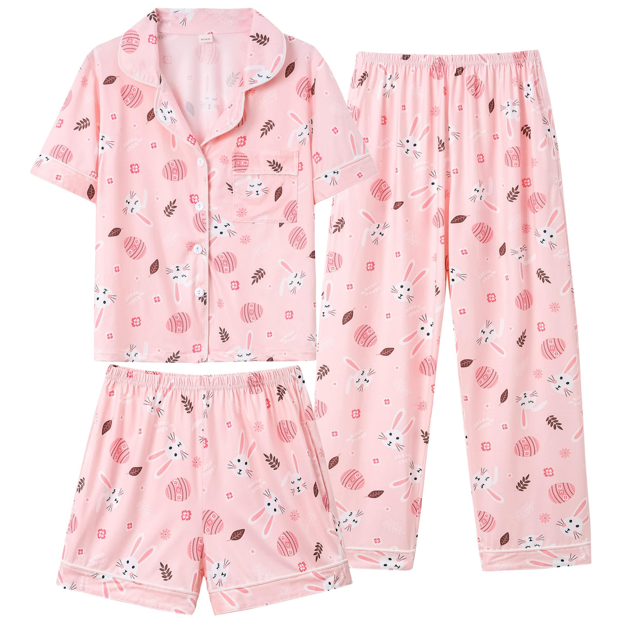 Vopmocld Girls Pajama Sets 3pcs Button Down Sleepwear For Teens 8-18 Years
