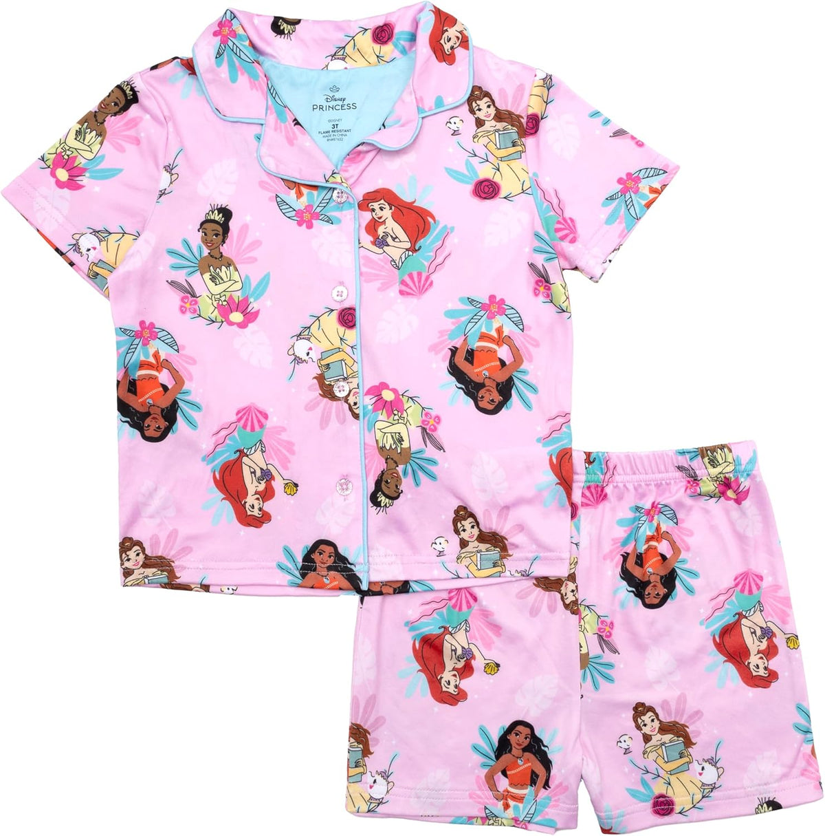 Disney Minnie Mouse Girls' 2-Piece Loose-fit Button Down Matching Pajama Set, Soft & Cute for Kids