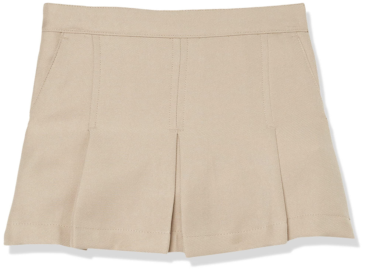 Nautica Girls' School Uniform Pleated Pull-on Scooter Skirt With Undershorts, Knit Waistband