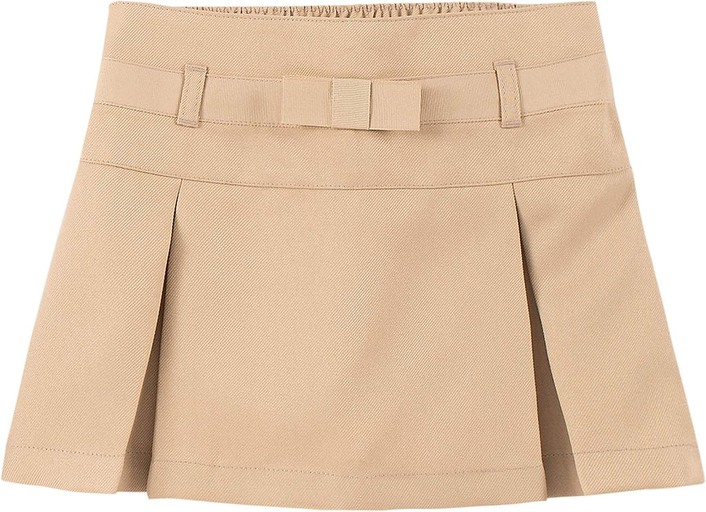 Nautica Girls' School Uniform Pleated Pull-on Scooter Skirt with Undershorts, Knit Waistband & Functional Pockets