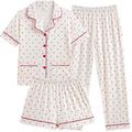 Hupohoi Big Girls 3pcs Button Down Pajama Sets Top with 2 Pockets Sleepwear