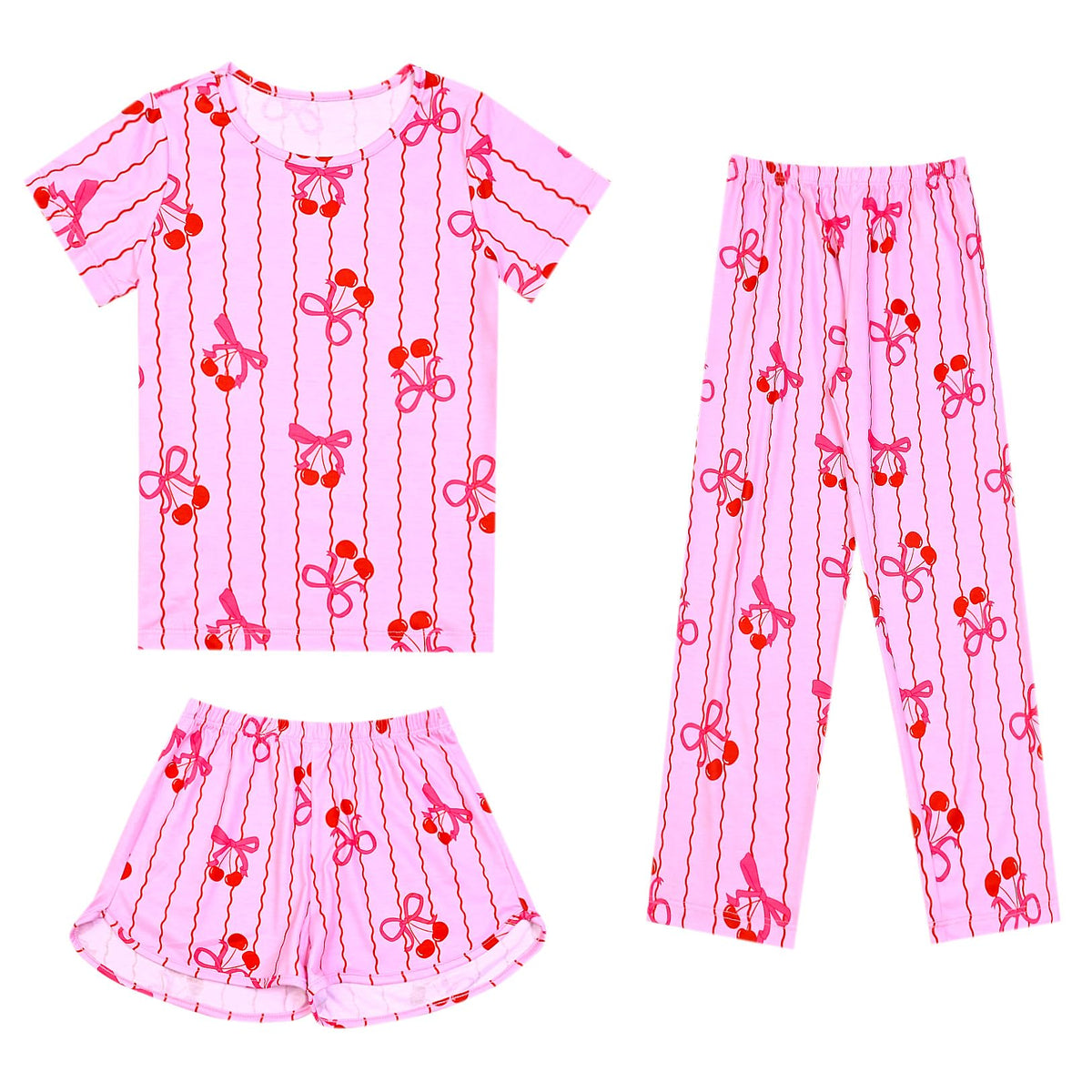 Mirawise Girls 3 Pc Pajamas Sleepwear Cotton Pjs Clothes Set 4-13 Years