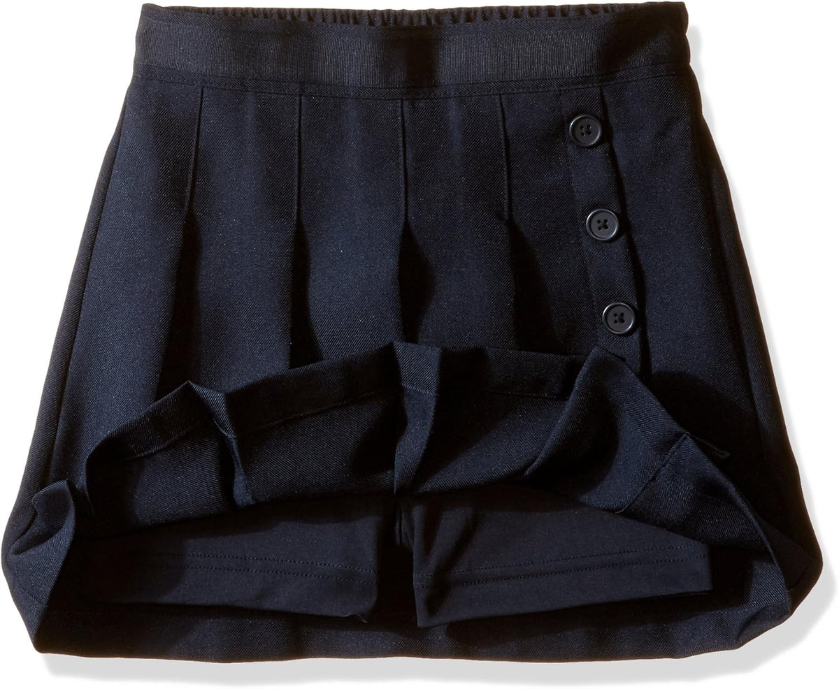 Nautica Girls' School Uniform Pleated Pull-on Scooter Skirt With Undershorts, Knit Waistband