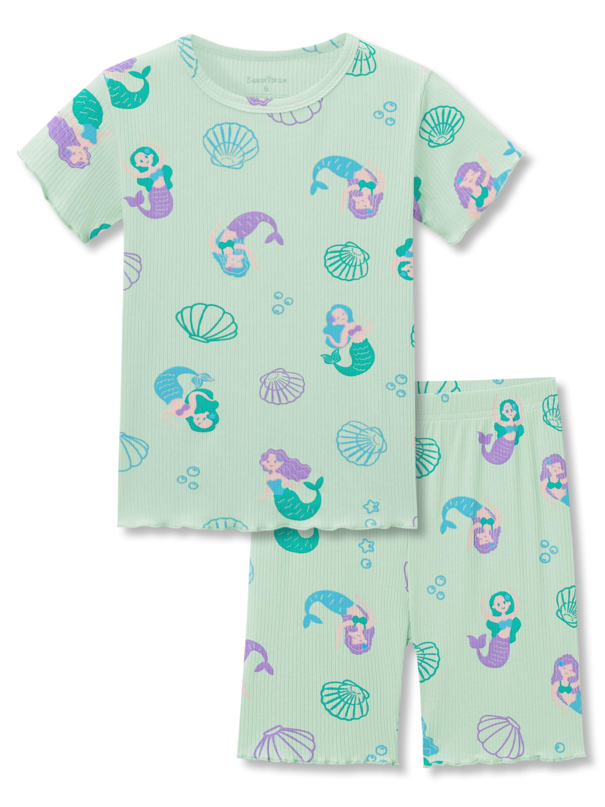 Beezizac Girls Pajamas Lettuce Trim Short Sleeve Set Size 2T-10