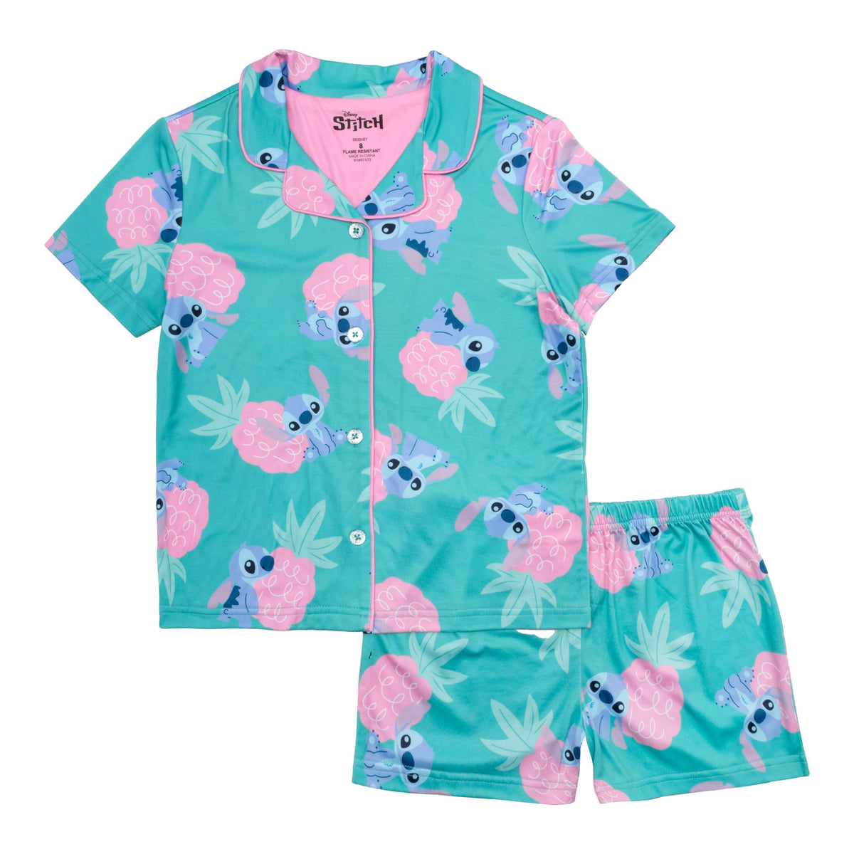Disney Minnie Mouse Girls' 2-Piece Loose-fit Button Down Matching Pajama Set, Soft & Cute for Kids