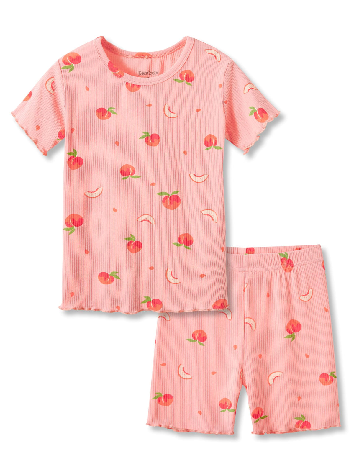 Beezizac Girls Pajamas Lettuce Trim Short Sleeve Set Size 2T-10