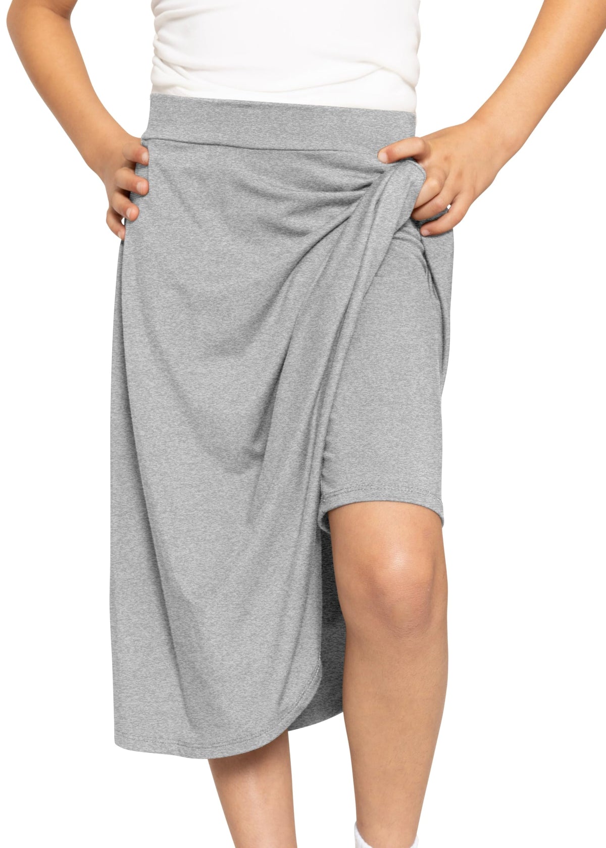 STRETCH IS COMFORT Girl's Midi Length Aline Skirt with Built-in Shorts | Size 4-16
