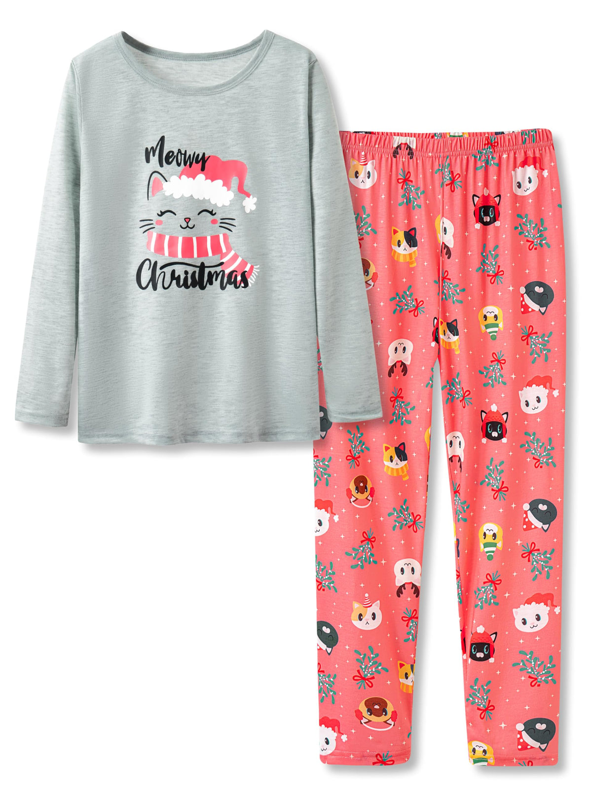Tebbis Girls Long Sleeve Pants 2 Piece Trendy Print Pajama Set Size 6-18