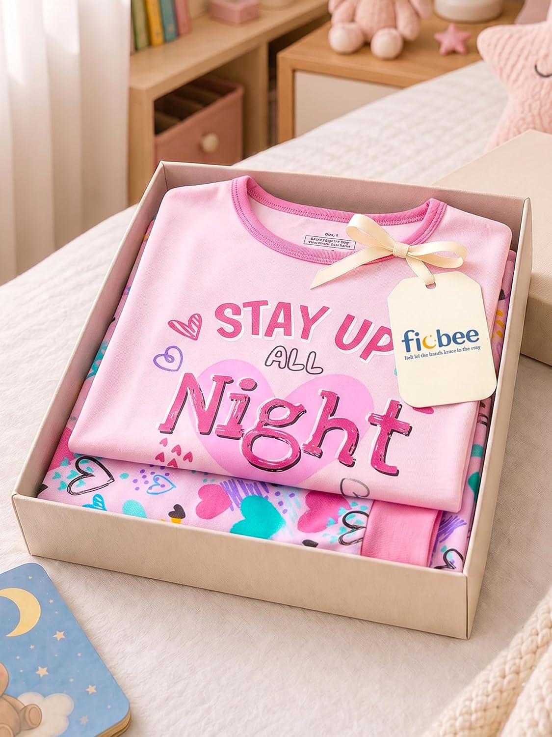 FIOBEE Girl Pajamas Viscose Long Sleeve Sleepwear Snug-Fit Kids Pjs Clothes