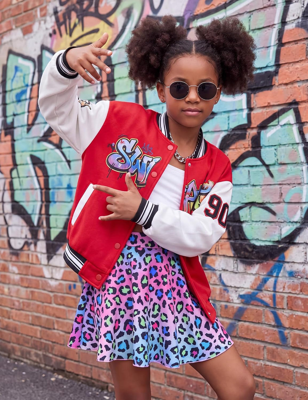 Girls Skorts Stretchy Cheer Skirts for Girls with Built-in Shorts