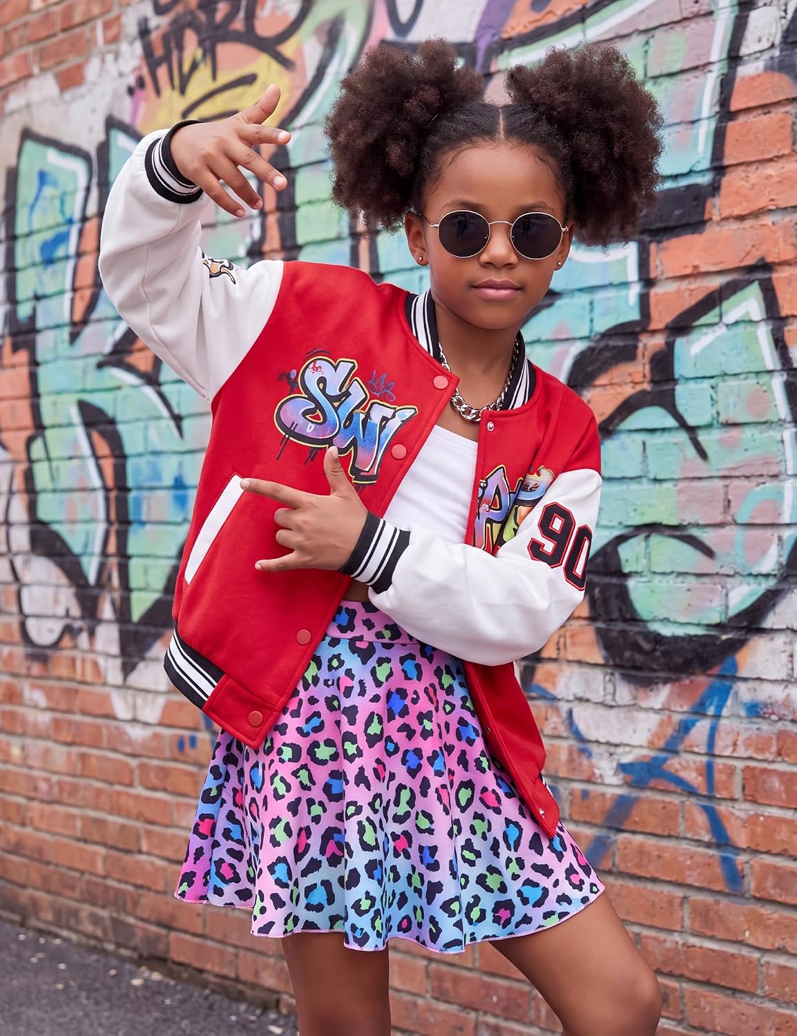 Girls Skorts Stretchy Cheer Skirts for Girls with Built-in Shorts