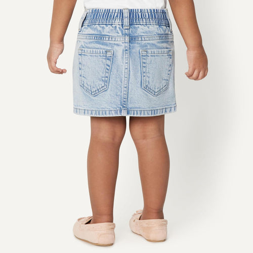 Amazon Essentials Girls and Toddlers' Medium Stretch Regular-Fit Denim Skort with Built-in Shorts