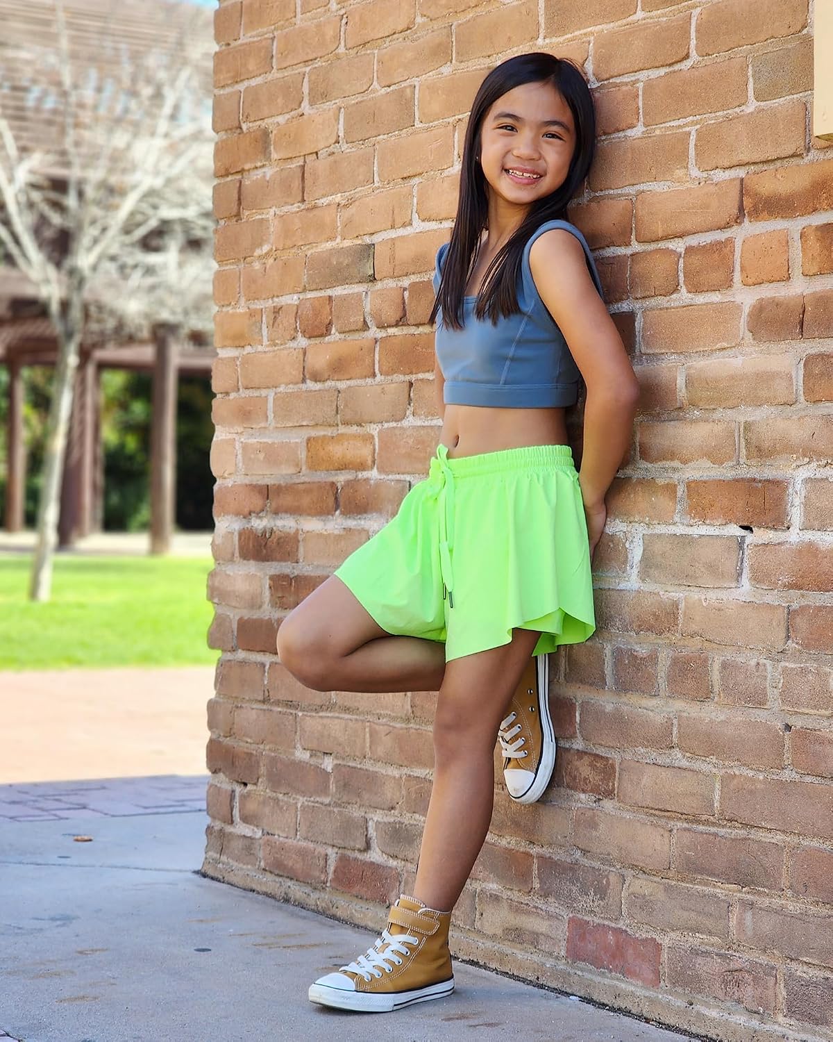 Stelle Girls Butterfly Shorts with Pockets Athletic Running Sports Skirt
