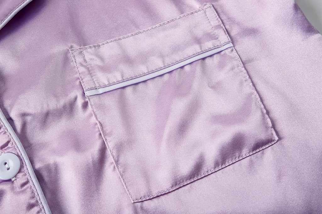 Vopmocld Button Down Satin Pajamas Kids Short Sleeve Long Pant Silky Pyjama