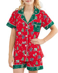 Girls Pajamas Sets, Kids Monkey Button Down Sleepover Loungewear