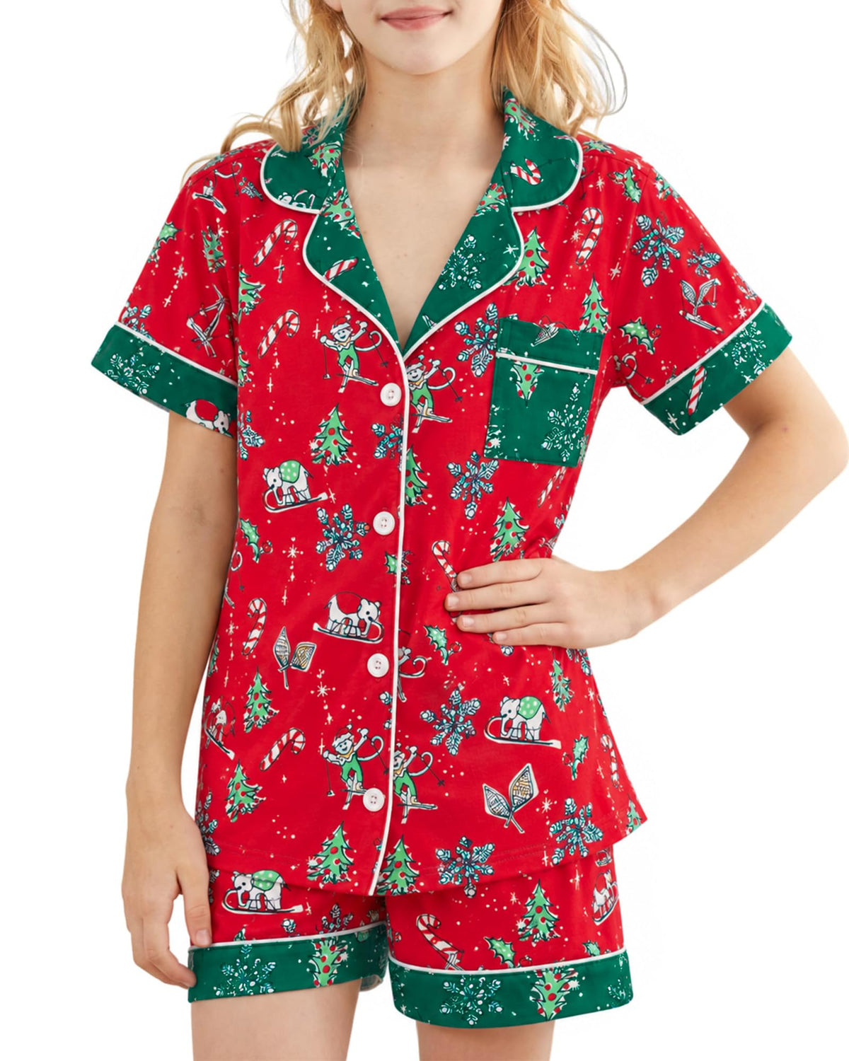 Girls Pajamas Sets, Kids Monkey Button Down Sleepover Loungewear