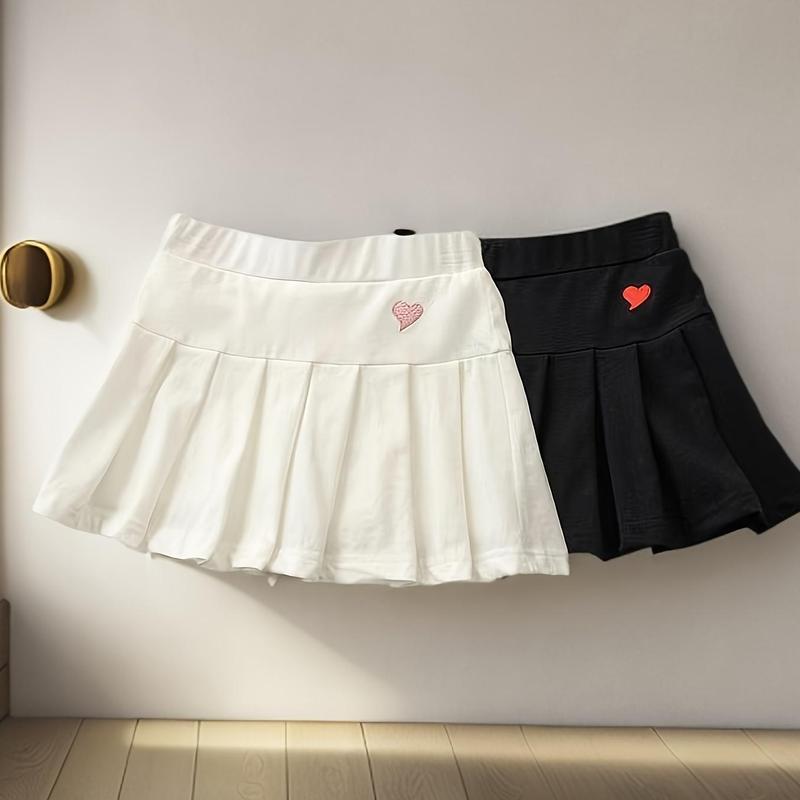 2pcs Girls' Casual Skirt Shorts with Safety Elastic Waistband - Machine Washable Solid Color Skirt Shorts Toddlers & Kids, Breathable Outfit