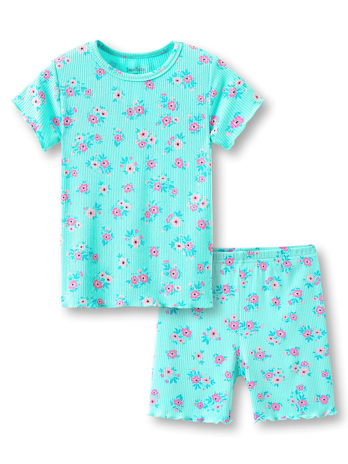 Beezizac Girls Pajamas Lettuce Trim Short Sleeve Set Size 2T-10