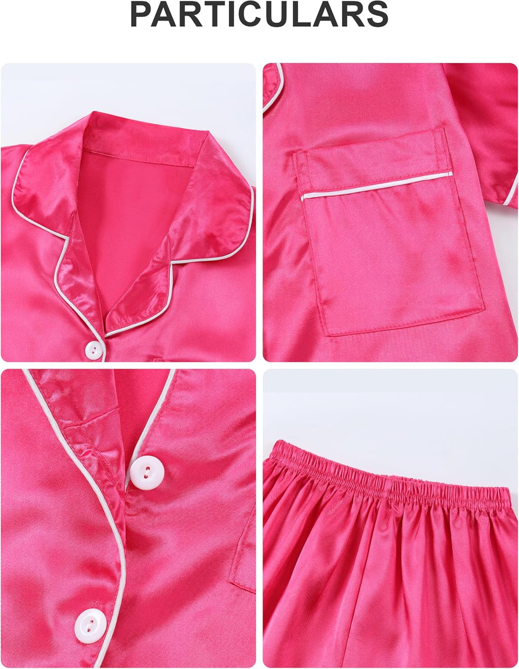 DIPUG Girls Pajamas 3 Pcs Satin PJs Set Silky Soft Sleepwear for Ages 4-13