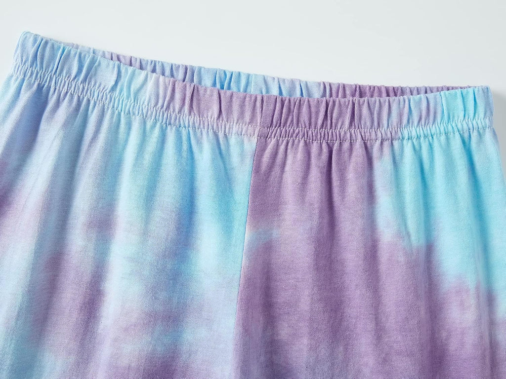 Tebbis Girls Tie Dye Short Sleeve Pajamas Cotton Loungewear Size 4T-18