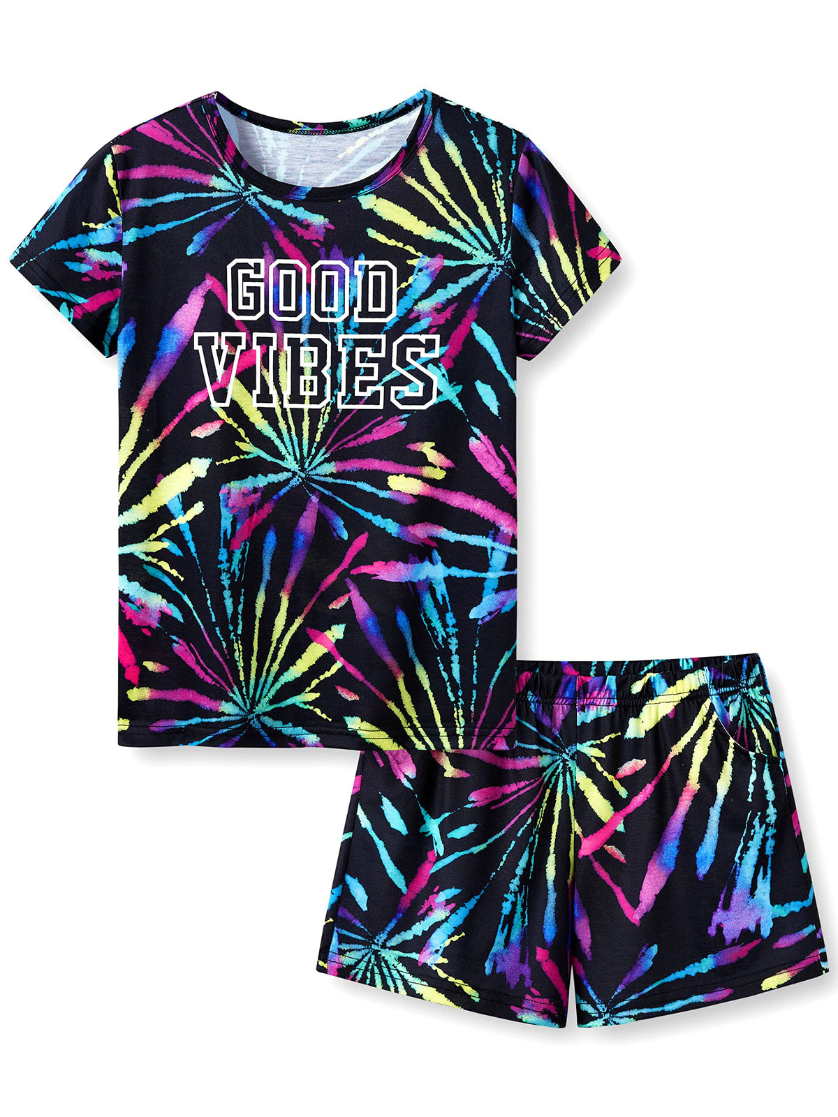 Topgal Girls Summer Pajama Set Cute Prints Short Sleeves Shorts Size 6-18