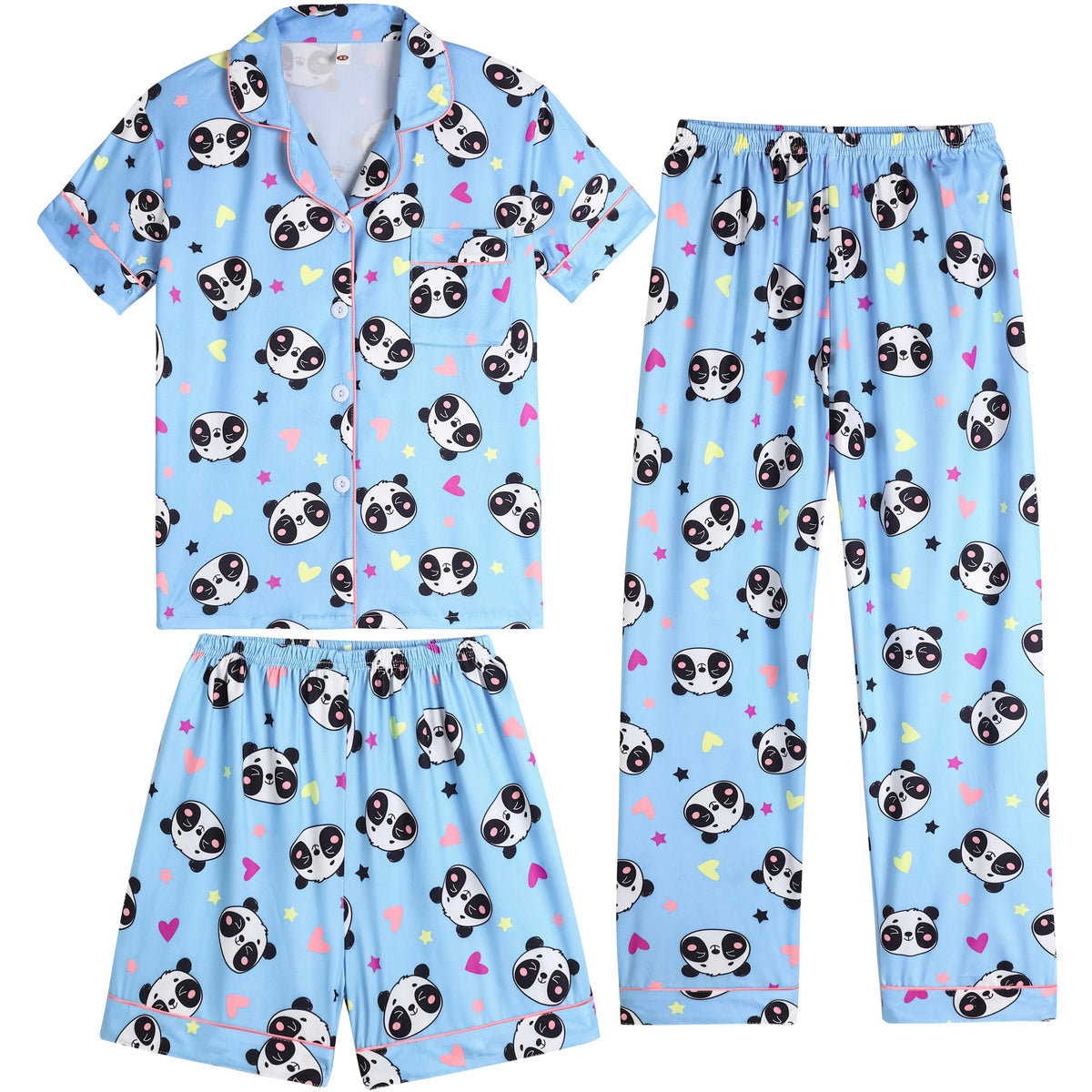 Vopmocld Girls Pajama Sets 3pcs Button Down Sleepwear For Teens 8-18 Years