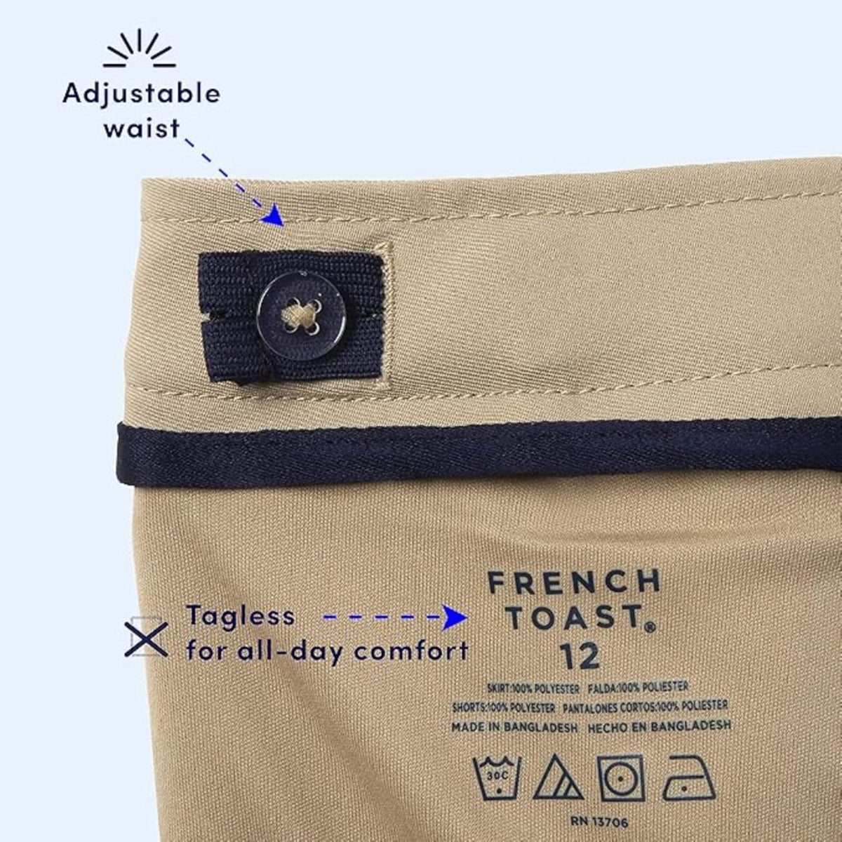 French Toast Girls Adjustable Waist Pleated-Front Two-tab Scooter