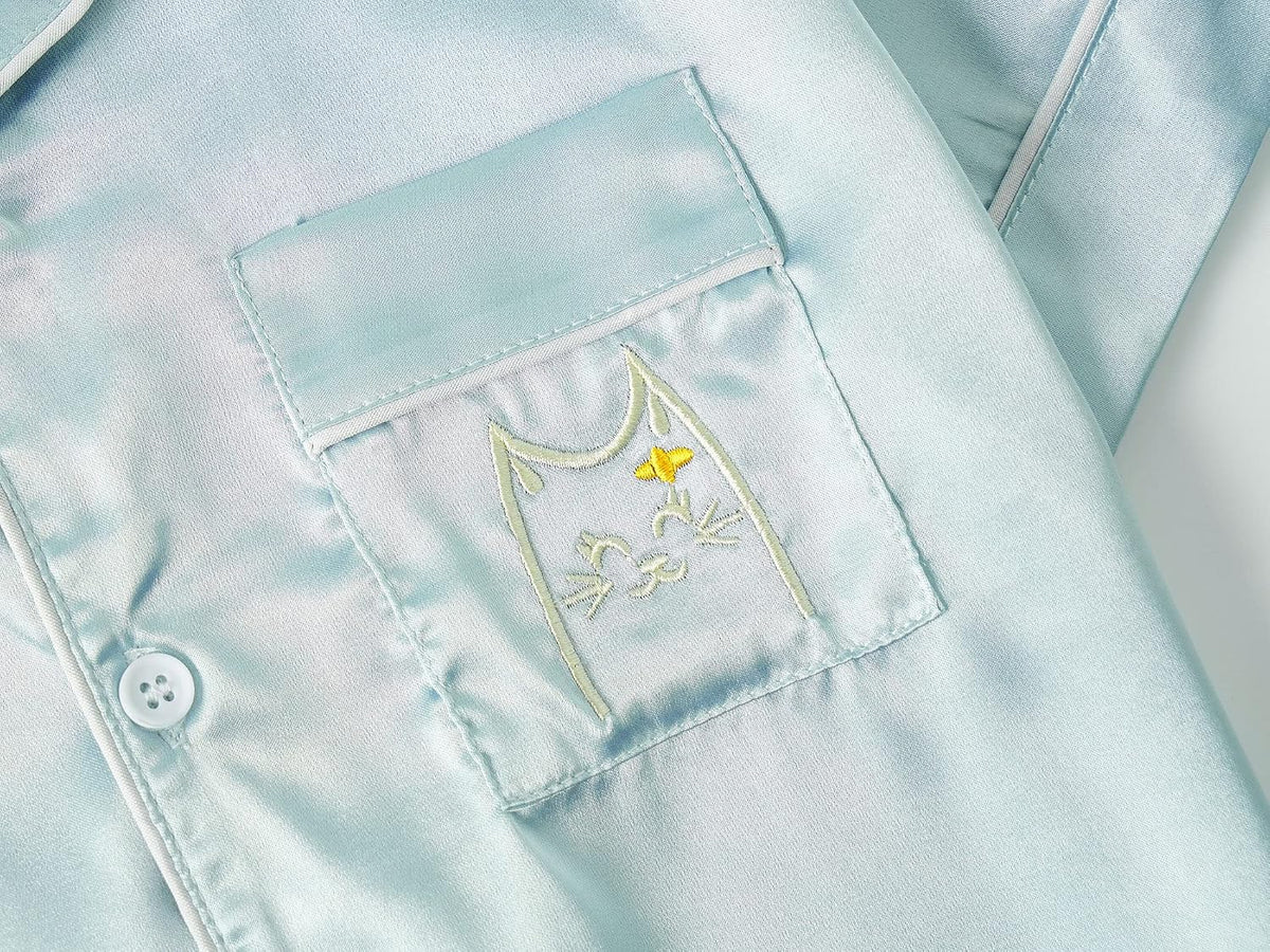 Topgal Girls Satin Pajamas, Short Sleeve Shorts Button Up, Size 6-16