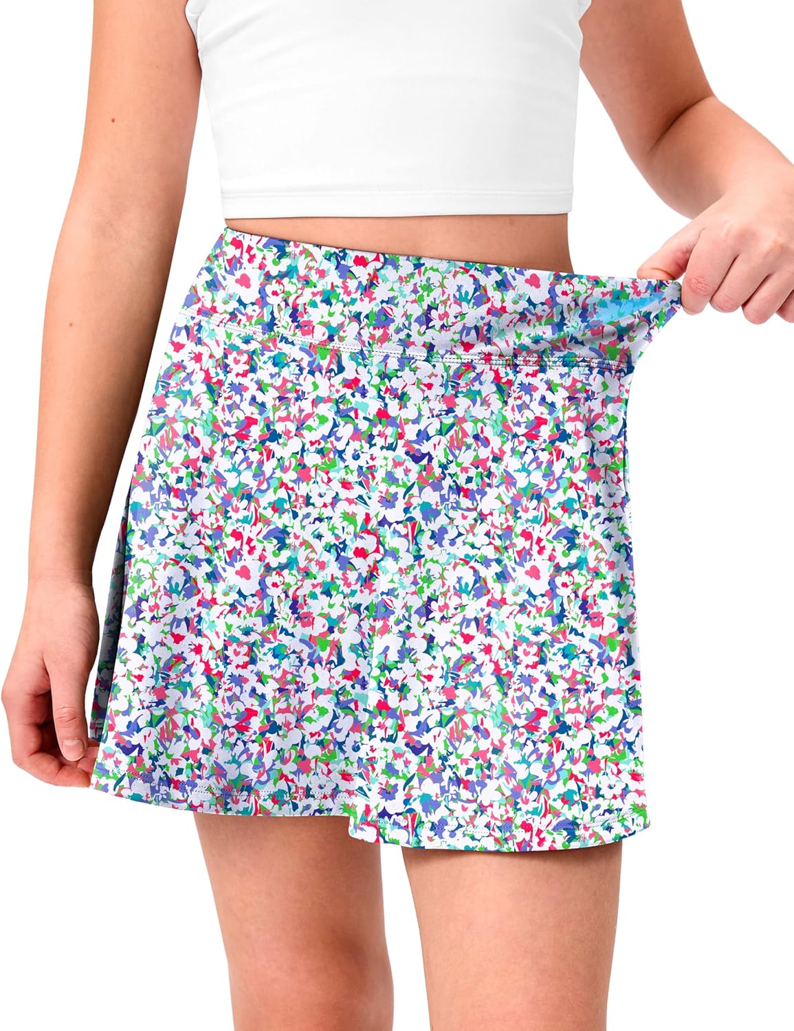 Girls Tennis Skirt with Pockets Pleated Athletic Skort Kids Golf Running School Uniform 2-in-1 Skirts Size 5-15Y