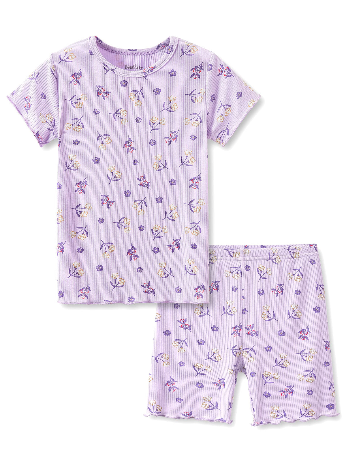 Beezizac Girls Pajamas Lettuce Trim Short Sleeve Set Size 2T-10