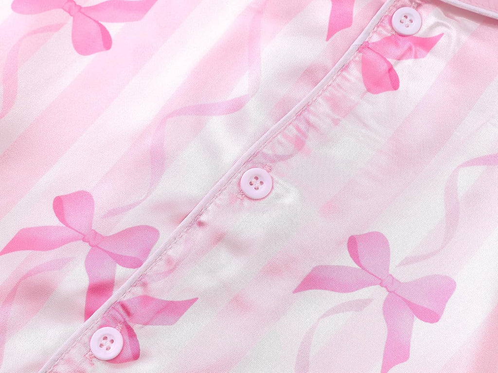Tebbis Girls Silky Satin Pajamas Button-Up Top And Pants Size 6/7-16