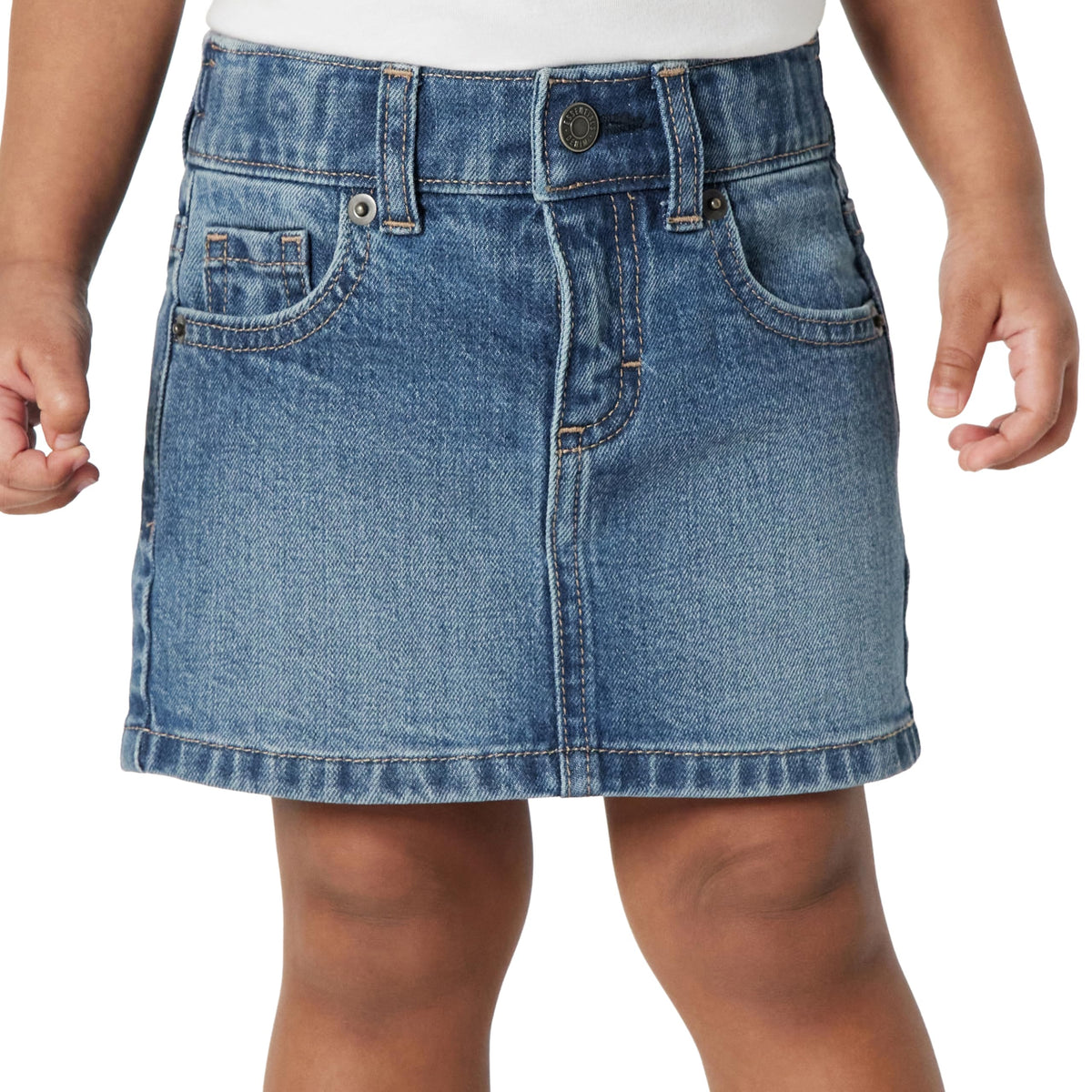 Amazon Essentials Girls and Toddlers' Medium Stretch Regular-Fit Denim Skort with Built-in Shorts
