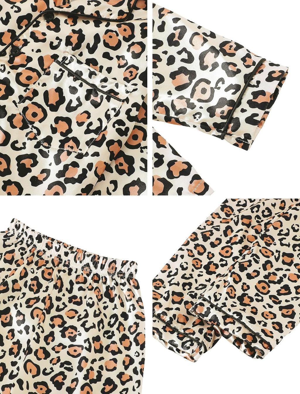 Mikrdoo Girls Silk Pajamas 2 Piece PJs Sets Kids Satin Slpeepwear 3-14Y