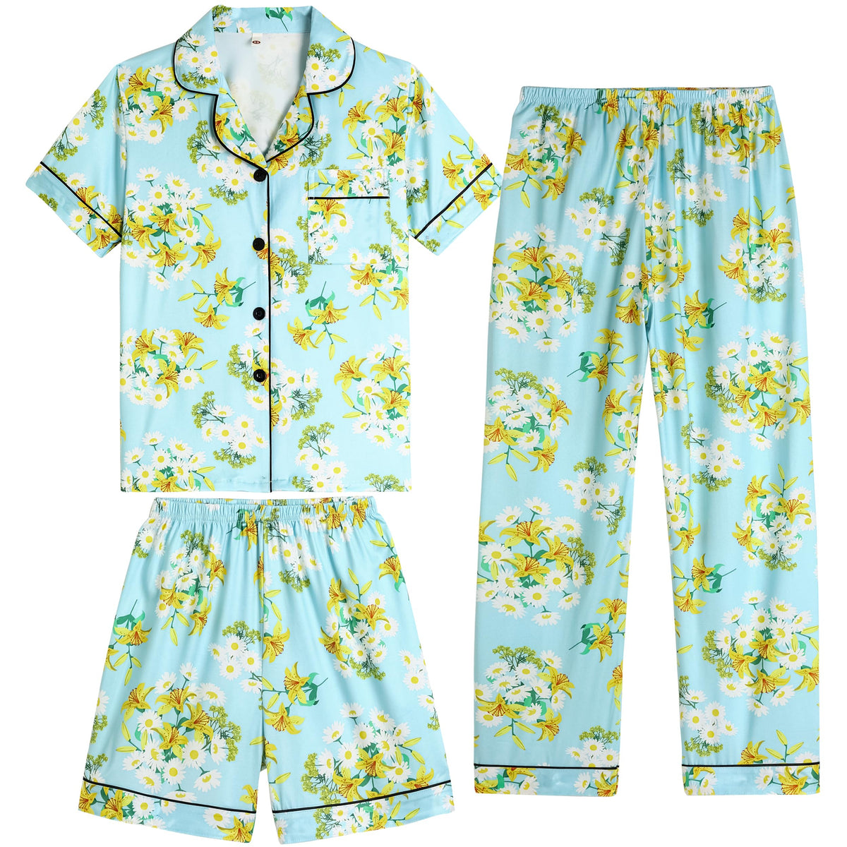 Vopmocld Girls Pajama Sets 3pcs Button Down Sleepwear For Teens 8-18 Years