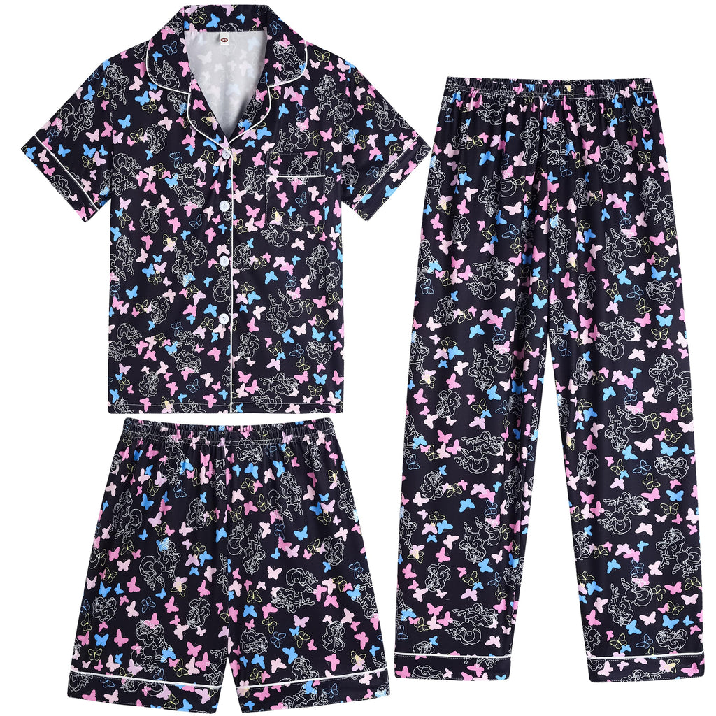 Vopmocld Girls Pajama Sets 3pcs Button Down Sleepwear For Teens 8-18 Years
