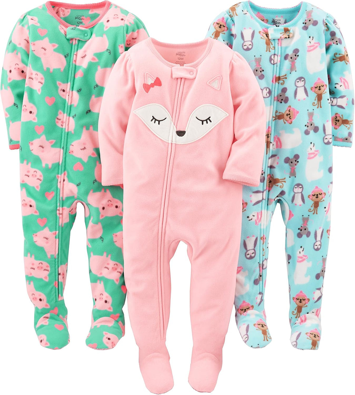 Simple Joys by Carter's Girls Loose-Fit Flame Resistant Fleece Footed Pajamas