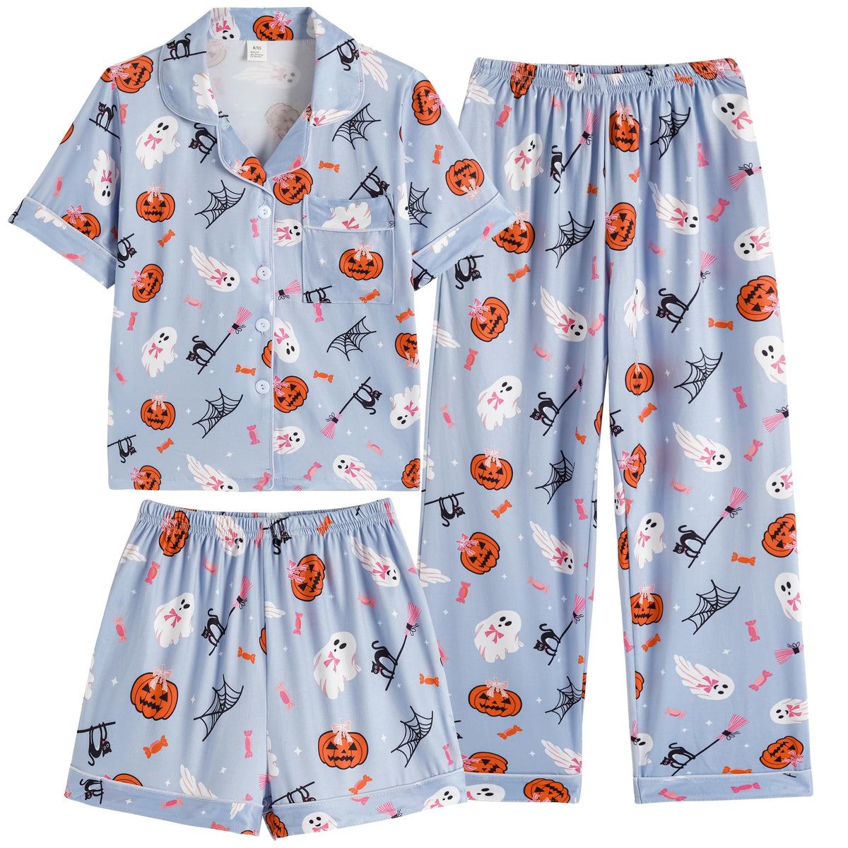 Vopmocld Girls Pajama Sets 3pcs Button Down Sleepwear For Teens 8-18 Years