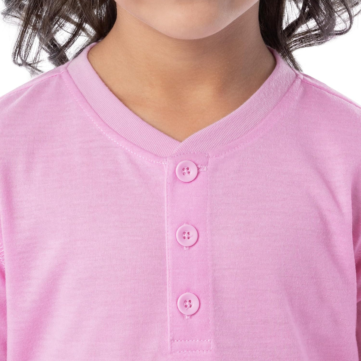 Fruit of the Loom Girls' Long Sleeve Jersey Henley Top and Fleece Pant Sleep Pajama Set